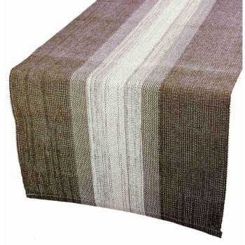 Prostírání bavlněné, Elegantní pruhy lesklé, hnědé, 40 x 120 cm