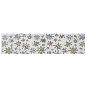 Travesă Snowflakes albă, 33 x 140 cm