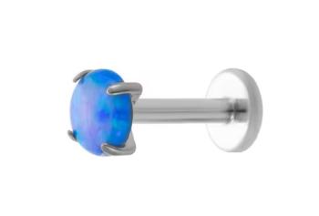 Troli Cercel labret de oțel cu opal sintetic albastru 0,3 cm