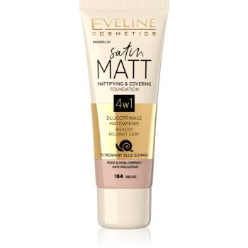 Eveline Cosmetics Satin Matt machiaj cu efect matifiant extract de melc culoare 104 Beige 30 ml