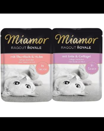 MIAMOR Ragout Royal plicuri in sos pentru pisici 24x100 g ton si pui, rata si pui