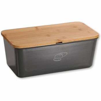 Cutie de pâine Kesper 58089 cu placă de tăiat,gri, 34 x 14 x 18 cm