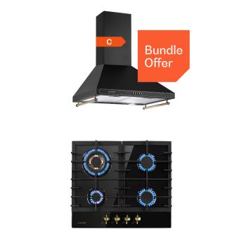 Klarstein Victoria 60 Duo Set Gaz, Plită pe gaz, Hotă de absorbție