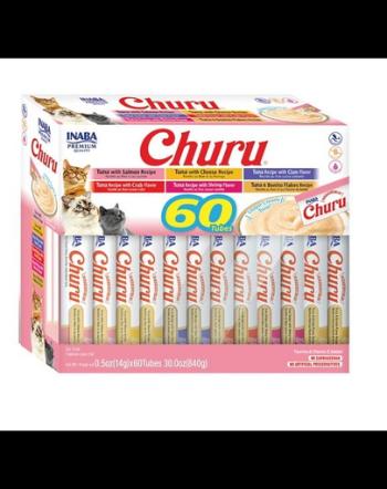 INABA Churu Varieties Tuna 60x14g Recompense cremoase pentru pisici, cu ton