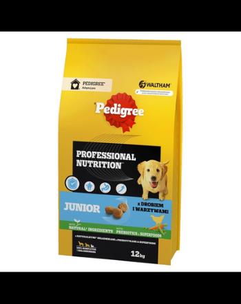 PEDIGREE Junior Professional Nutrition 12 kg cu carne de pasăre și legume pentru căței de talie mare și medie