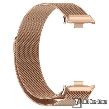 Xiaomi Smart Band 9 Pro, 8 Pro, Redmi Watch 6, 5, 4, Okosóra milánói szíj, Fém ötvözet, Mágneses, 225mm hosszú, Rose Gold