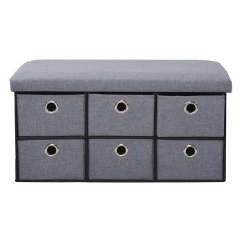 Kesper 15950 Comodă tapițată cu 6 compartimente, gri deschis, 76 x 38 x 38 cm, gri deschis