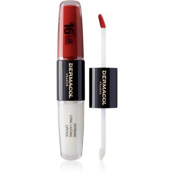 Dermacol 16H Lip Colour ruj rezistent si luciu de buze. culoare 34 Vibrant Red 2x4 ml