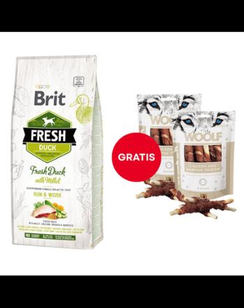 Hrana BRIT Fresh Active Run&amp;Work 12 kg + WOOLF Chicken And Rawhide Twister 2 x 100g GRATIS
