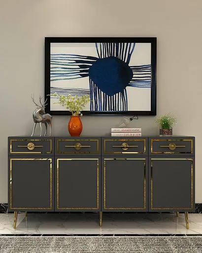 Consola, Hanah Home, Belly KB150, 150x75x35 cm, Antracit / Aur