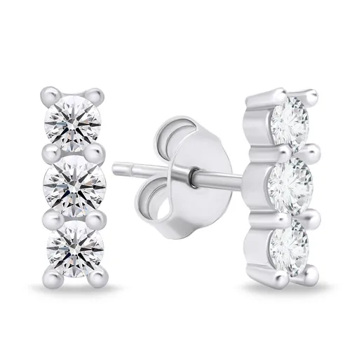 Brilio Silver Cercei moderni argintii cu pietre de zircon transparent EA605W