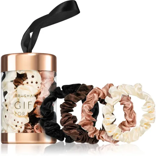 BrushArt Gift for You Slim satin scrunchie set Elastice pentru par Black