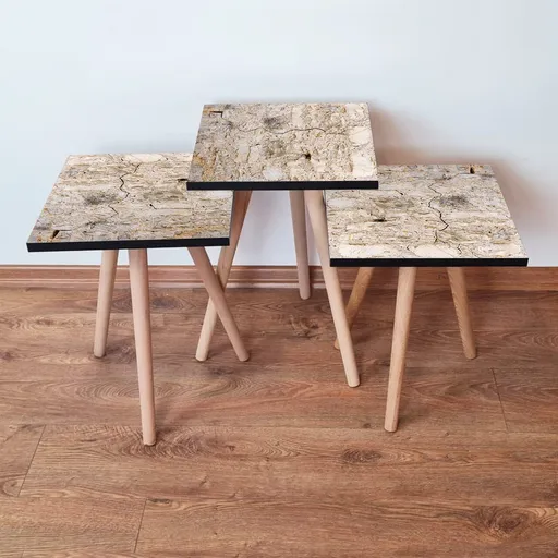 Set masute 3 piese, Hanah Home, 3Shp67, Bej