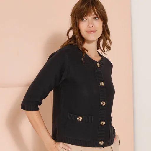 Pulover cu mâneci lungi până la cot și buzunare