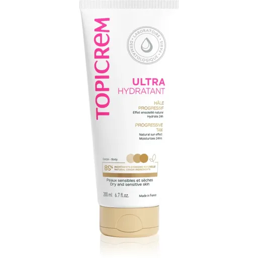 Topicrem UH BODY Ultra-Moisturizing Progressive Tan lotiune hidratanta pentru bronzare pentru piele uscata si sensibila 200 ml
