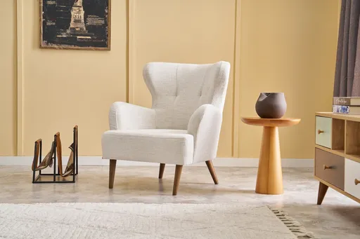 Fotoliu, Atelier del Sofa, 825BLC2368, Lemn de carpen, Crem