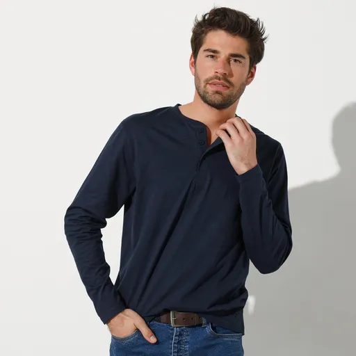 Tricou cu mânecă lungă și guler tunică