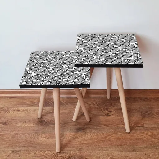 Set masute 2 piese, Hanah Home, 2Shp222, Alb/Negru