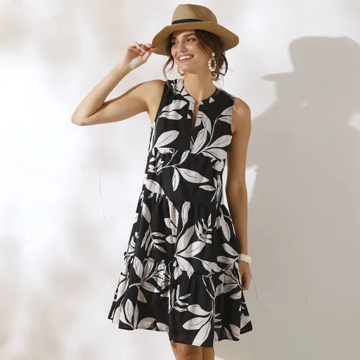 Rochie scurtă cu imprimeu, fără mâneci