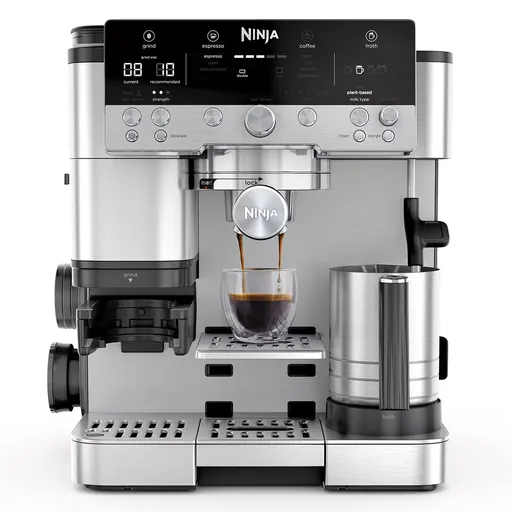 Espressor automat 3in1 Ninja Luxe Café Premier ES601EU, 1650W, 15 bar, 2 litri, Barista Assist, 4 moduri, 3 setari de temperatura, Inox/Negru