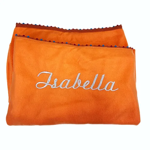 Pătură cu pompoane cu broderie + pernă Lama