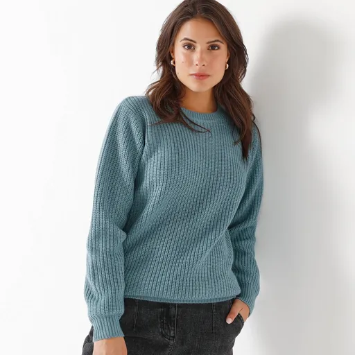 Pulover cu guler rotund și model simplu