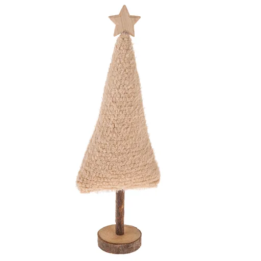 Decorațiune de Crăciun Pom de Crăciun din materialtextil 45,5 cm, fleece pufos, bej