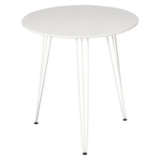 HOMCOM Masă de Comedor Rotundă cu Picioarele în formă de Furculiță din Metal Stil Modern Nordic pentru Bucătărie Sufragerie Cafenea Bar Ø70x75 cm Alb