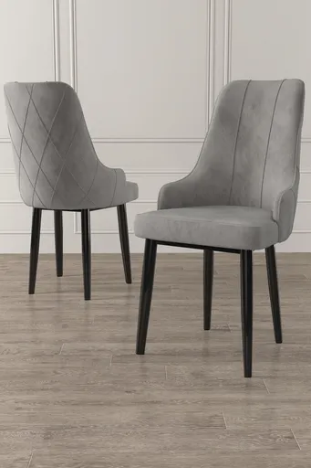 Set scaune 6 piese, Hanah Home, Trex, Gri/Negru