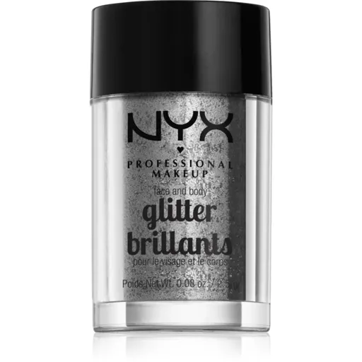 NYX Professional Makeup Face & Body Glitter Brillants sclipici pentru față și corp culoare 10 Silver 2.5 g