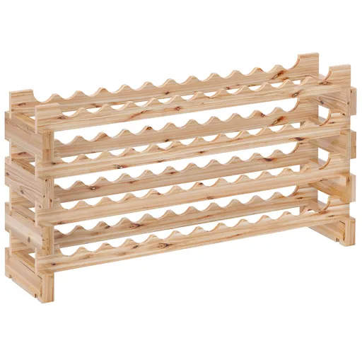 HOMCOM Raft pentru Sticle de Vin, Etajeră pentru Sticle cu 4 Rafturi pentru 48 Sticle, 114x28x56,5 cm, Lemn Natural | Aosom Romania