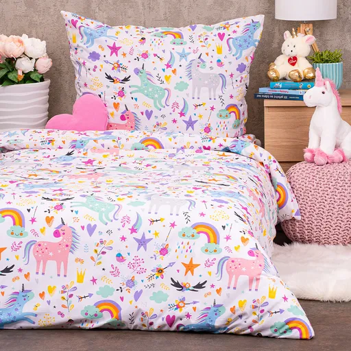 Lenjerie de pat din bumbac pentru copii4Home Unicorns, 140 x 200 cm, 70 x 90 cm