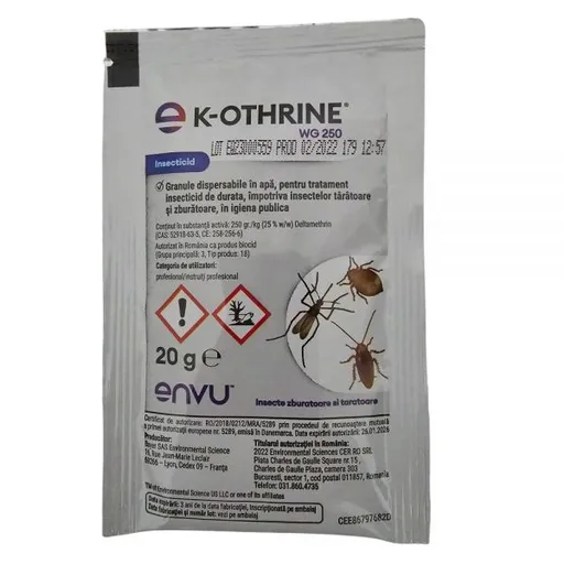 K-Othrine WG 250 20g solutie insecticid anti plosnite de pat gandaci muste tantari furnici pureci viespi