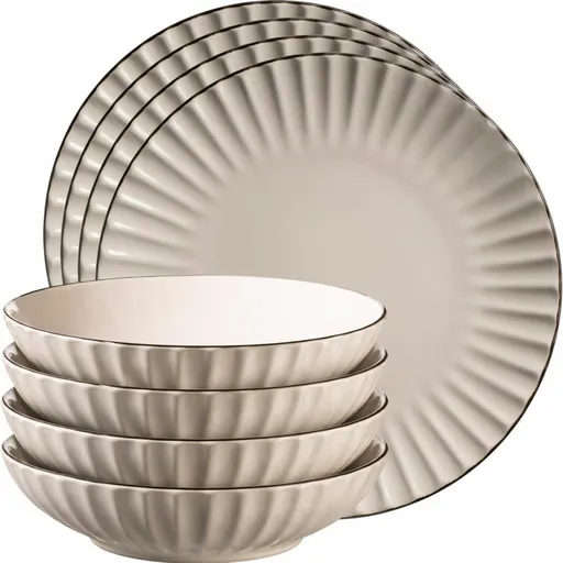 Set de 8 farfurii adânci și întinse Mäser OSITA –crem