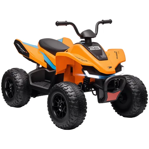 HOMCOM ATV Electric de 12V pentru Copii cu Pornire Lentă, Faruri, MP3 și Roți cu Suspensie, 107x71x73,5 cm, Portocaliu | Aosom Romania