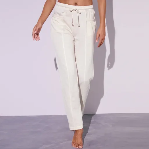 Pantaloni lungi din fleece de culoare uni