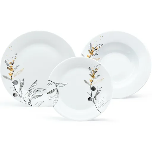 Set de masă din 18 piese Arôme Home Salcie, alb extra