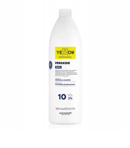 YELLOW Peroxide Tech+ 3% 10Vol – Emulsie Oxidanta Profesionala pentru Colorare Uniforma si Stralucitoare, 1000 ml