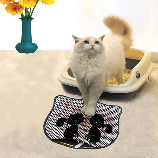 Covoras litiera pentru colectarea granulelor de nisip, Paws & Whiskers, Kdkafa0004, 50% PVC/50% poliester, Multicolor