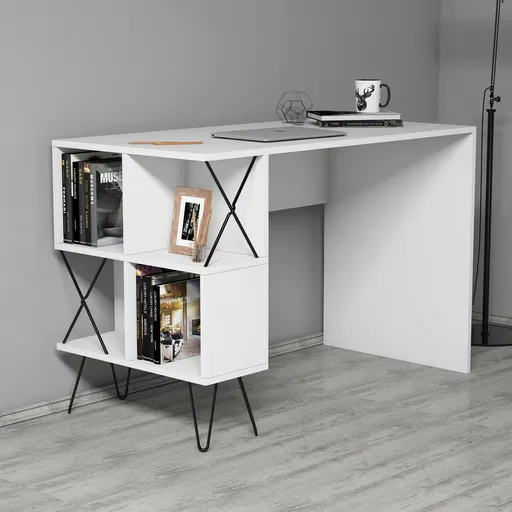 Birou, Hanah Home, Extra, 120x78.8x60 cm, Alb/Negru