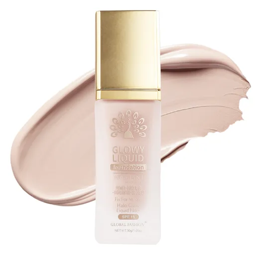 Fond de Ten Global Fashion, Glowy Liquid Foundation 4in1: Primer + Corector + Iluminator + BB cream, SPF 15, K032,Natural Tan