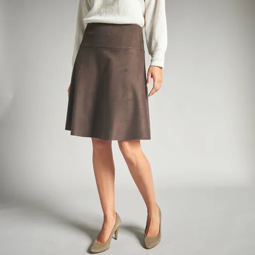 Fustă largă din piele întoarsă