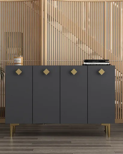 Consola, Hanah Home, More, 120x80x29.6 cm, PAL , Antracit / Aur