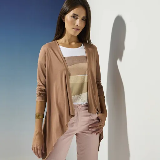 Cardigan fluid cu față asimetrică