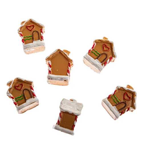 Set de decorațiuni de Crăciun „Căsuță”, 6 bucăți, poliresină