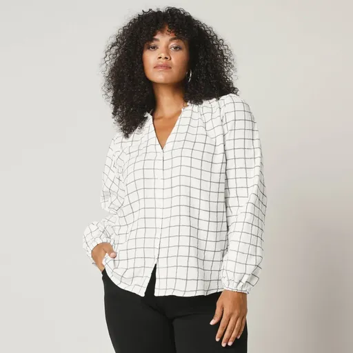 Bluză în carouri din tifon de bumbac