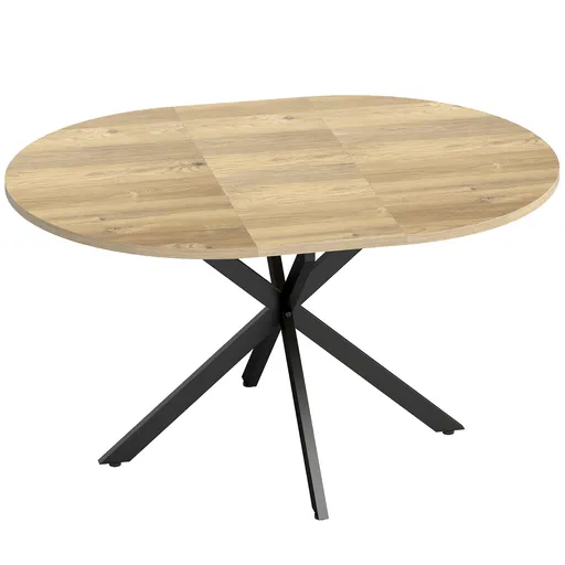 HOMCOM Extendable Dining Table for 4-6, 100-135 cm Industrial Kitchen Table with Butterfly Leaf and X-Shape Base, Round to Oval for Dining Room, Livin