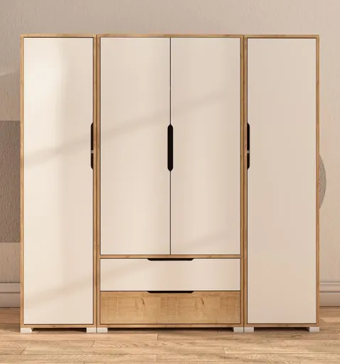 Dulap pentru haine, Hanah Home, Flora 184, 184x183x45 cm, PAL, Alb