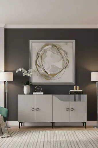 Consola, Hanah Home, Gama 150, 150x75x32 cm, PAL , Alb / Argintiu