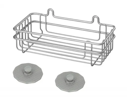 Etajera pentru baie/bucatarie fara gaurire si insurubare, Artic Frost, Metaltex, 22X11x10 cm,  metal/ invelis din polytherm, argintiu